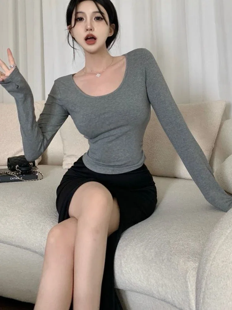 

Женские комплекты из 2 предметов, милые футболки с круглым вырезом, юбки-трубы, весенние женские ленивые стильные повседневные темпераментные простые Ins, красивые 2025