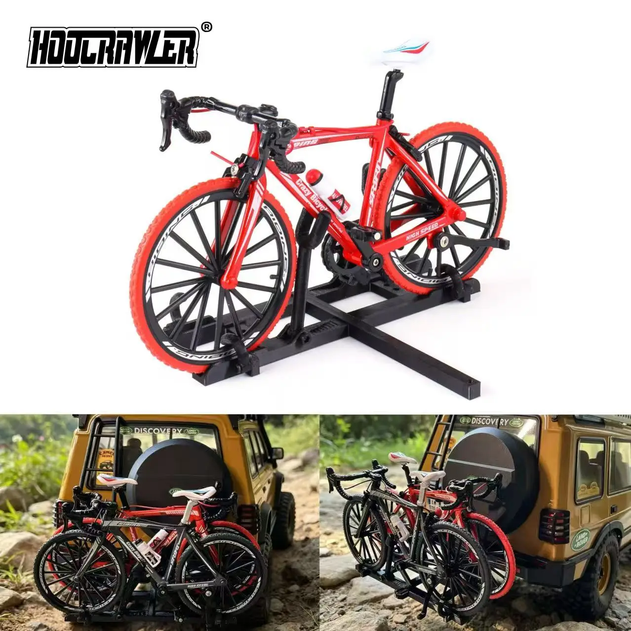 AliExpress YFGRGT 1/10 RC Simulation Bike Rack Mini Scale Bicycle Rear Rack Double Bike Mount Decorative for 1/8 1/10 RC Crawler TRX4 FCX10 SCX10