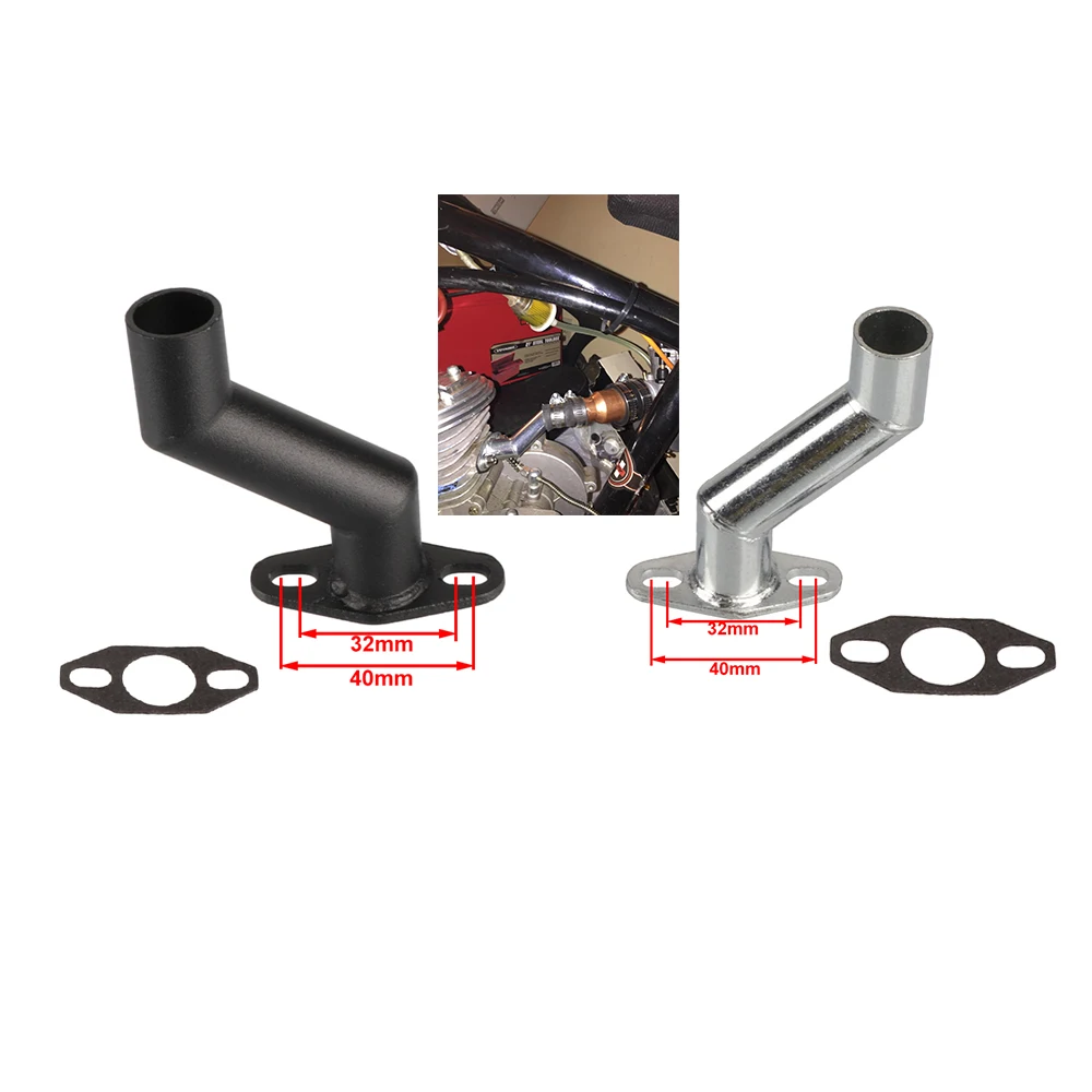 ‌High-Performance 40mm Offset Long Intake Manifold with Gasket Universal Fit for 49cc/60cc/66cc/80cc Motorized Bikes