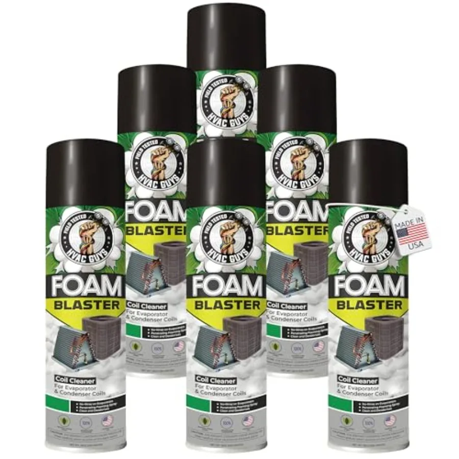 

HVAC coil cleaner foam spray for AC units polymeric foam formula white deep-penetrating no-rinse evaporator light-rinse condens