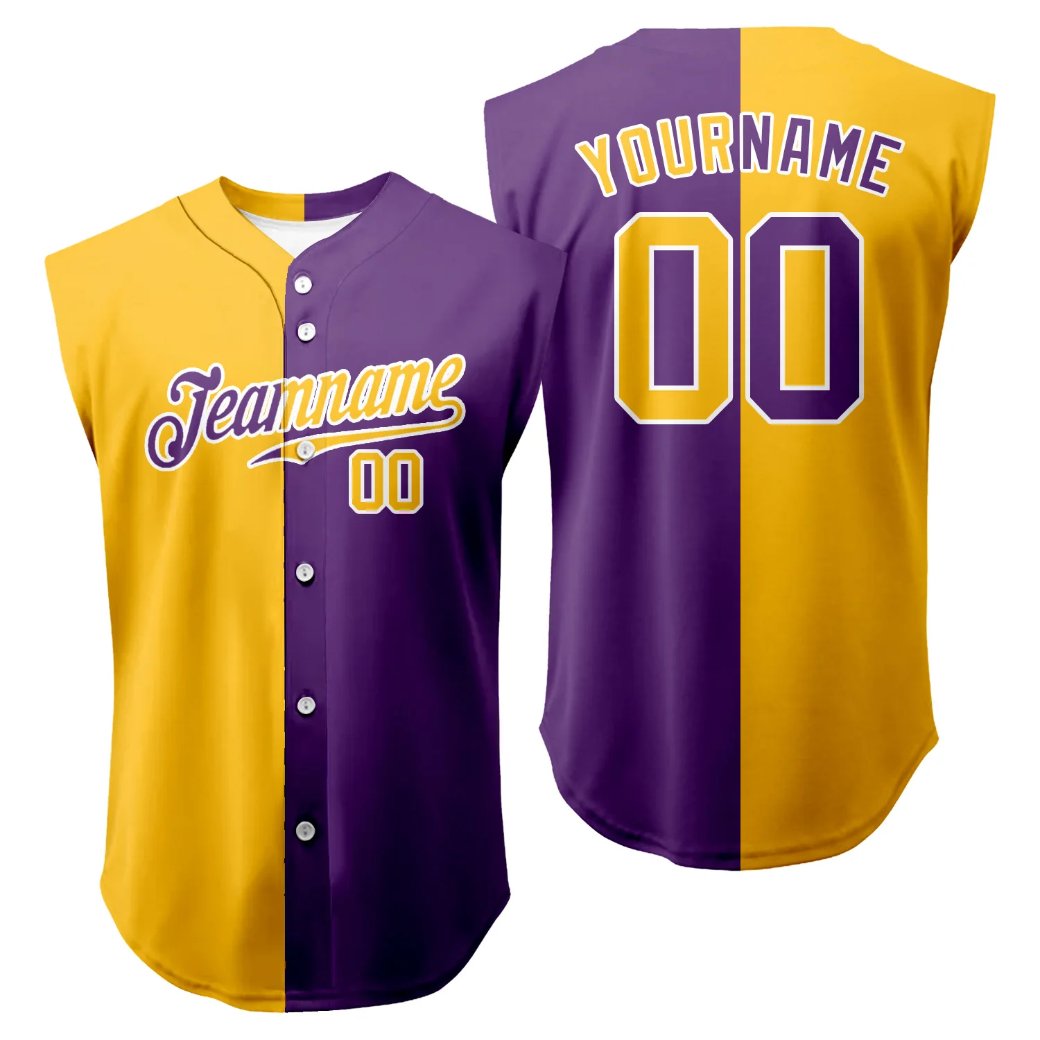 

Custom Sleeveless Gradient Baseball Jersey Training Athletic Sports Shirts Team Uniforms Full Button Vest Hip Hop T-shirts