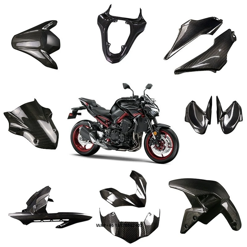 Z900 Motorcycle Full Set of Dry Carbon Fiber Front and Rear Fender Accessories Before and After Modification 2017+