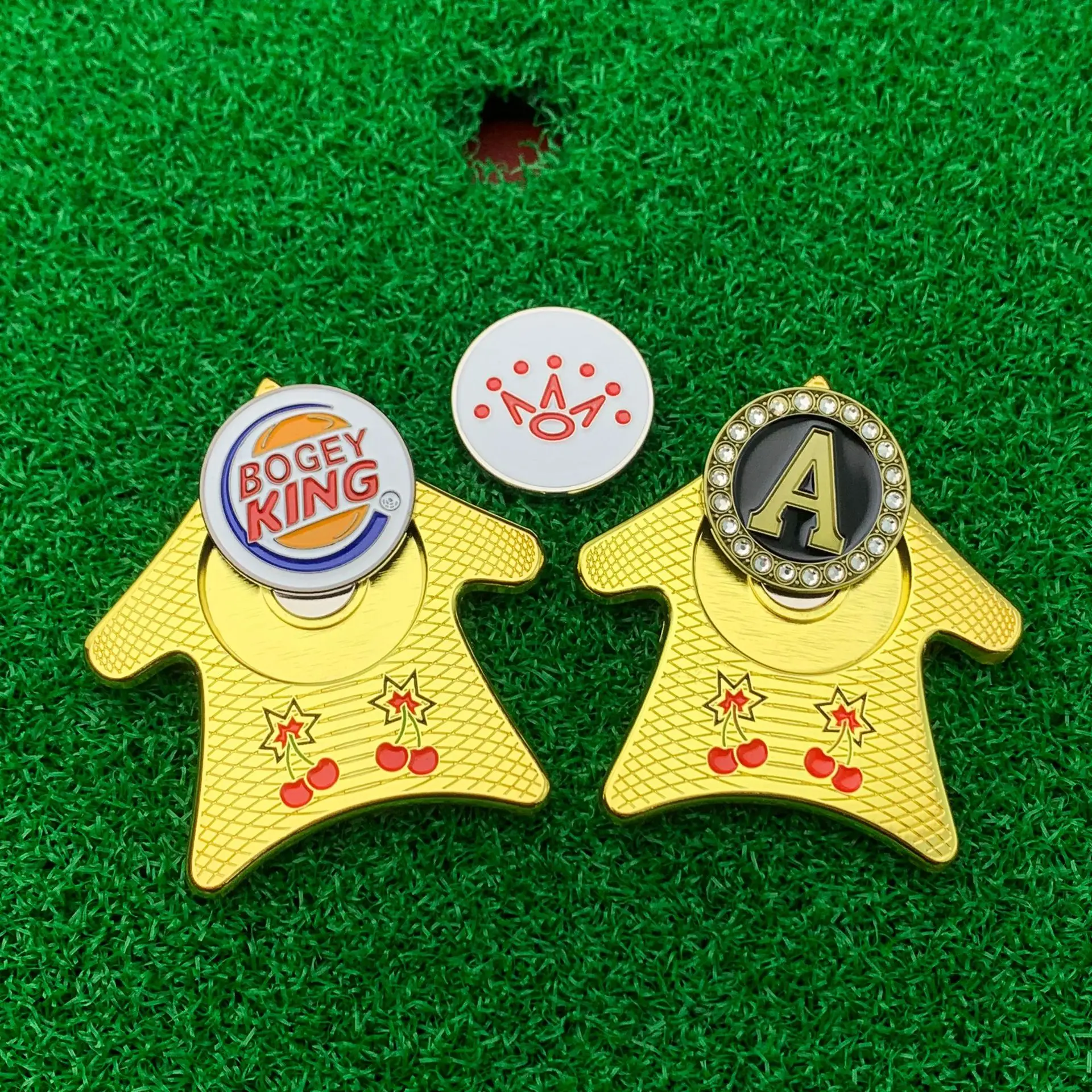 In Stock Golf Ball Alignment Tool Magnetic Ball Marker Metal Enamel Golf Putting Positioner Training Practice Accessory