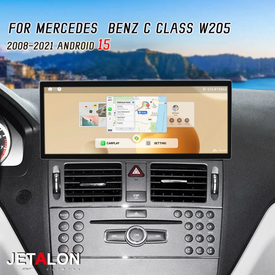 

Android 15, автомобильный GPS-навигатор, стерео радио для Mercedes Benz C Class W205 2008-2021, беспроводной мультимедийный плеер CarPlay 4G