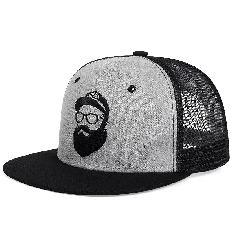 Unisex Uncle Beard Embroidery Hip-hop Net Hats Outdoor Adjustable Casual Baseball Caps Sunscreen Hat