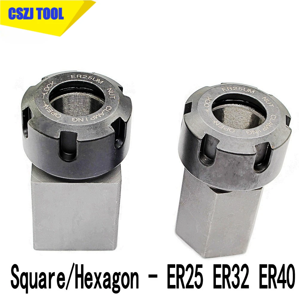 NEW Square ER25 ER32 ER40 Chuck Block Hard Steel Hex ER Spring Chuck Seat For CNC Lathe Engraving Cutting Machine Tool holder