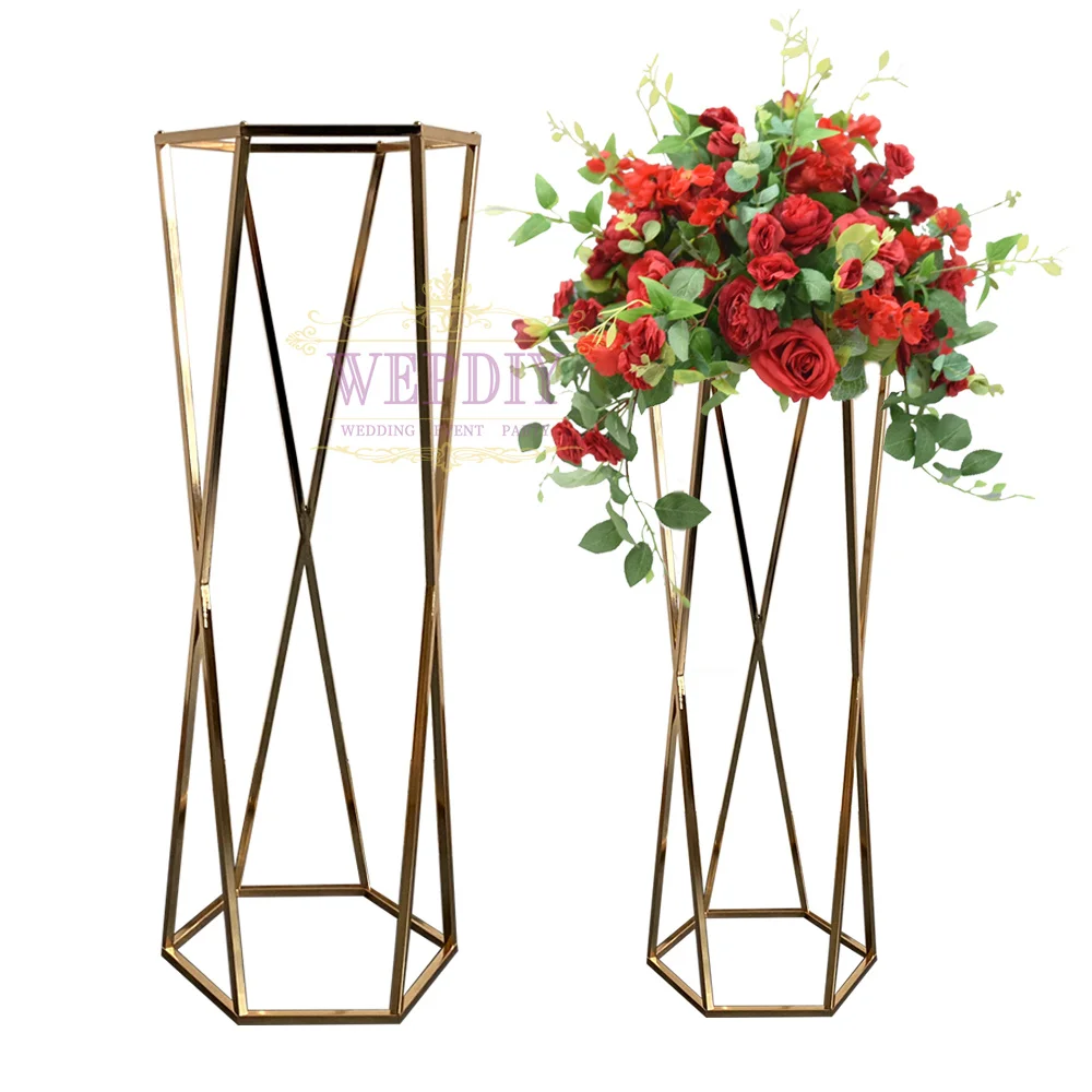 

2/5/10PCS Gold Metal Wedding New Flower Stand Floor Vases Wedding Road Lead Rack for Wedding Party Event Anniversary