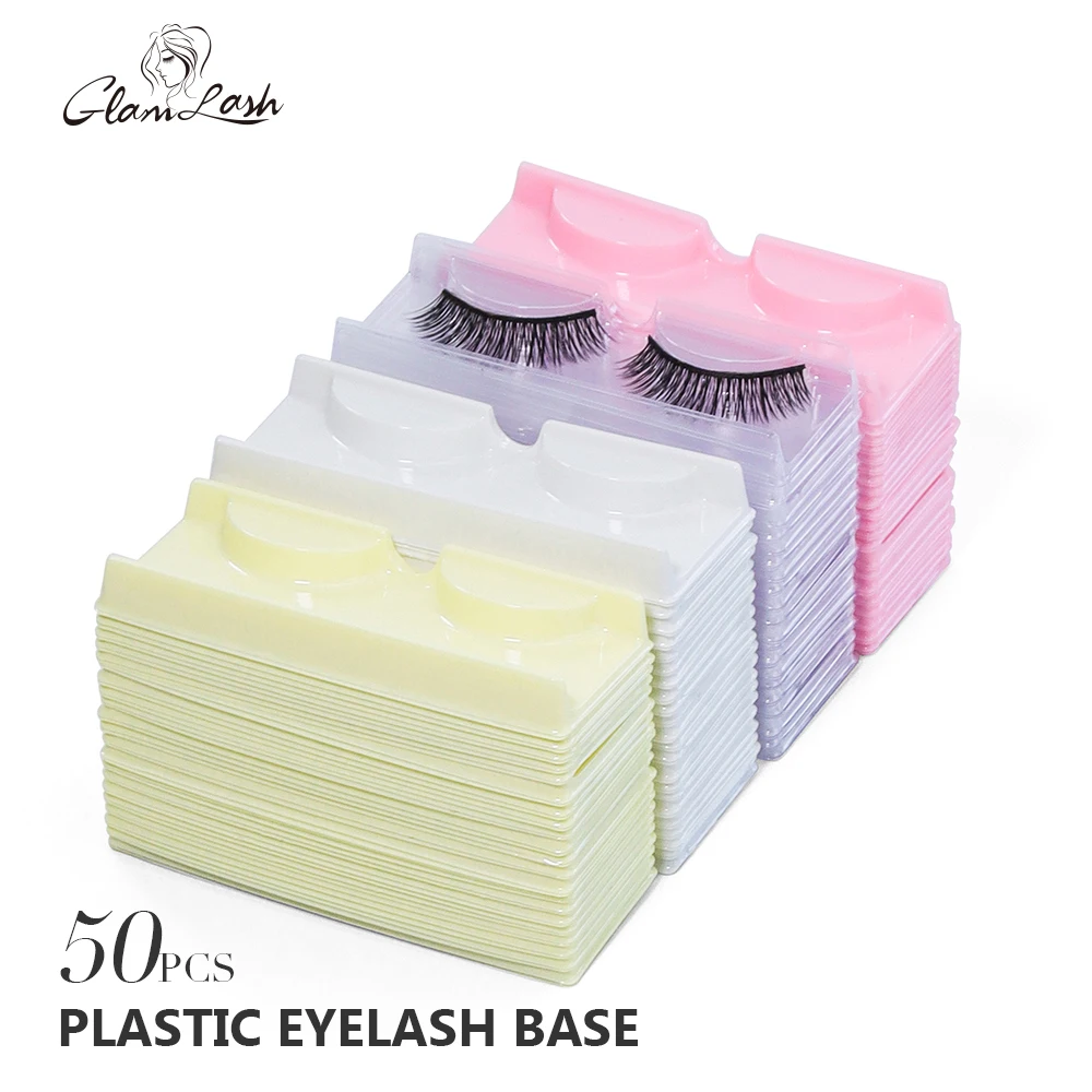 GLAMLASH-Cílios Bandejas Plásticas, 25mm, Cílios Mink, Suporte da Bandeja, Vazio, Retângulo, 50Pcs