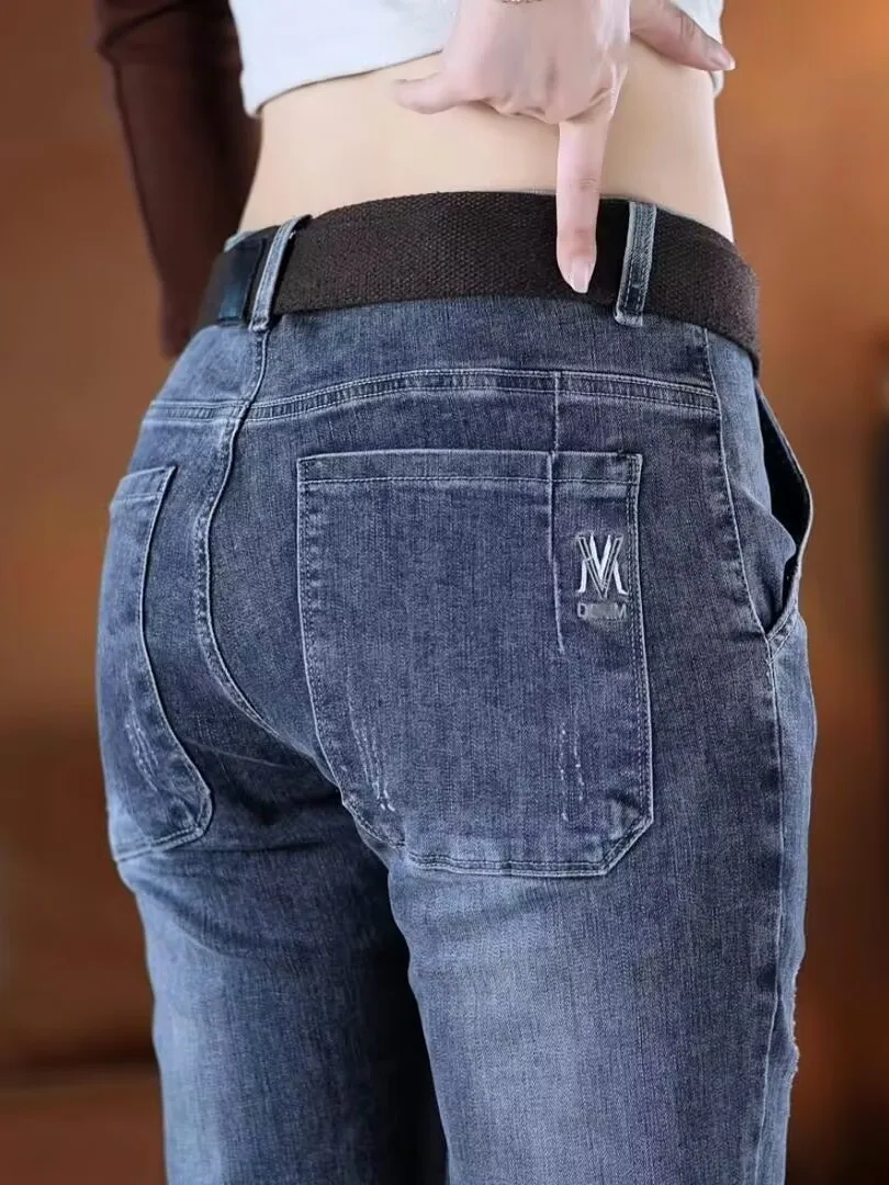 

Slim Fit Men's Jeans Autumn Casual Thin Sle Trendy Brand Guangzhou Xintang Town New Model 2025 Spring Autumn Casual Long Pants