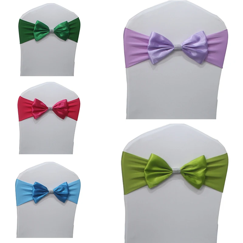 Lycra Satin Chair Sash Bow Spandex Chair Sashes Bows Tied for Wedding Chairs Decorations