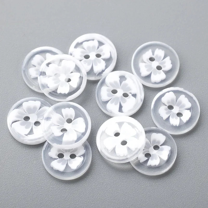 30/50/100Pcs Resin Buttons Flower Hand Sewing Buttons Craft Buttons for Sewing DIY Crafts Clothes Cuff Shirt Collar Decor 14MM