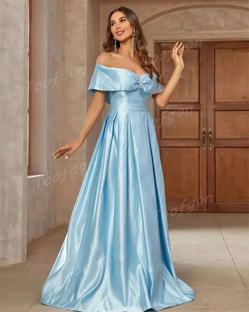 Toofan A Line атласные вечерние платья по индивидуальному заказу для женщин платье для выпускного вечера с открытыми плечами для особых случаев вечерние платья подружки невесты