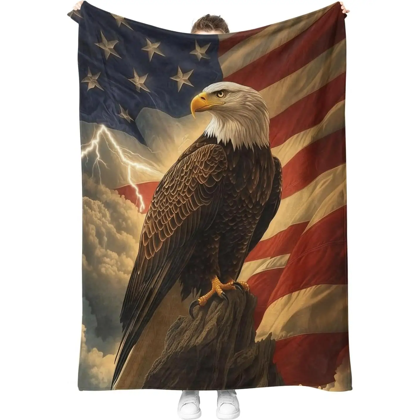 

American Flag Eagle Blanket US Flag Gfits for Men Women Boys Girls Stars United States Flag Patriotic Decor Dad Husband Son