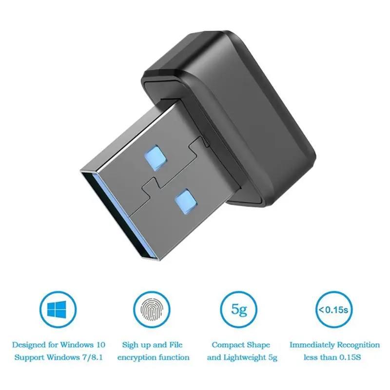 10X USB Fingerprint Key Reader U2F Biometric Fingerprint Scanner Anti-Spoofing Biometric Mini Security Key Dongle