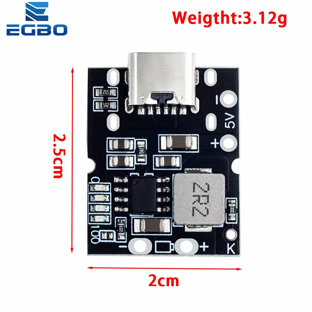 C타입 USB 부스트 컨버터 스텝 업 전원 모듈, 리튬 배터리 충전 보호 보드, LED 디스플레이, DIY 충전기용 USB, 5V 2A