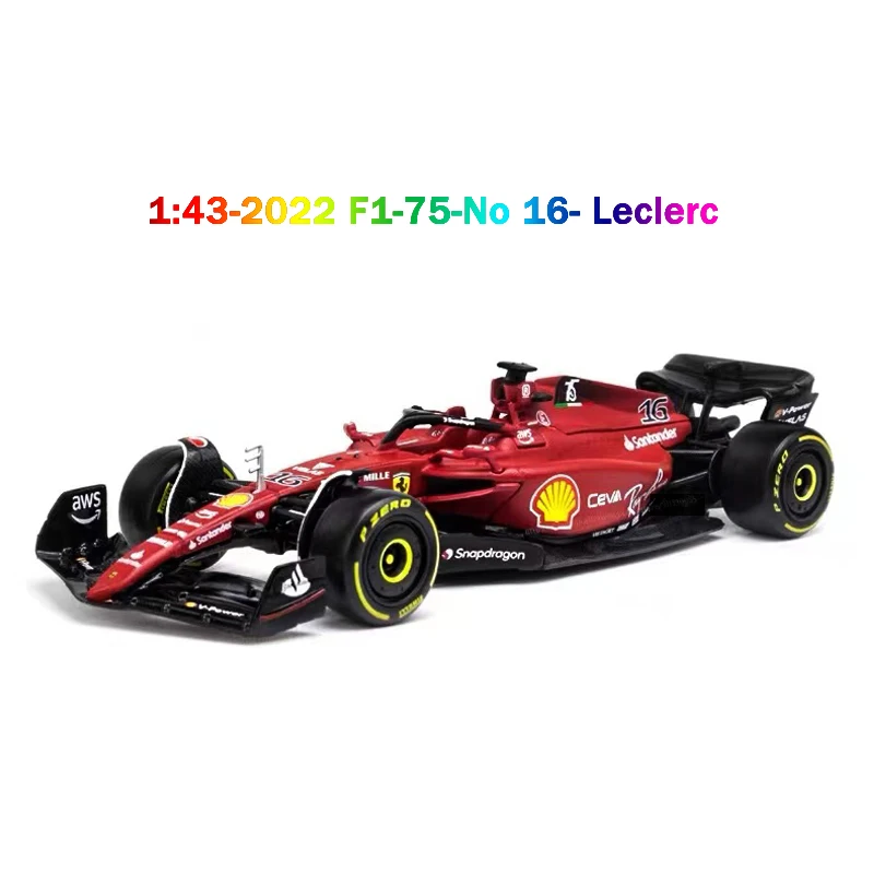 Bburago 1:43 2022 F1 Scuderia Ferrari F1-75 #16 Leclerc #55 Sainz Alloy Luxury Vehicle Model Toy Collection Christmas Gift Adult