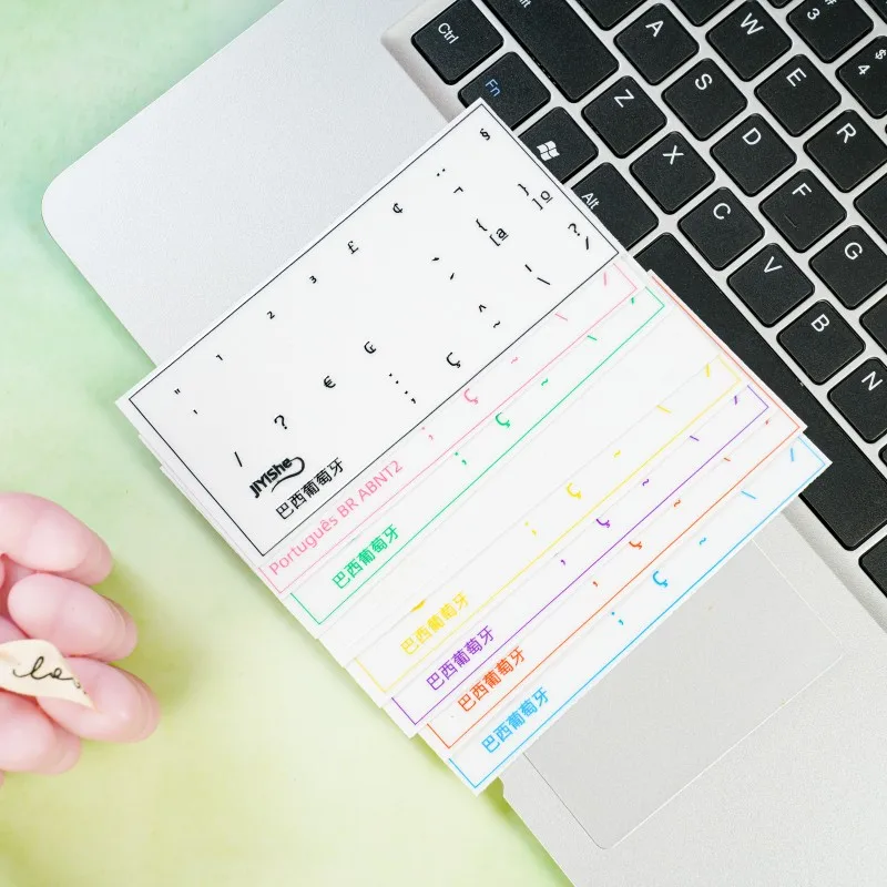 

【Brazil Portugal】 Tear-Off Film Keyboard Stickers for Desktop and Laptop Computers, Single Sticker, Universal Type, Transparent Side-Engraved Stickers