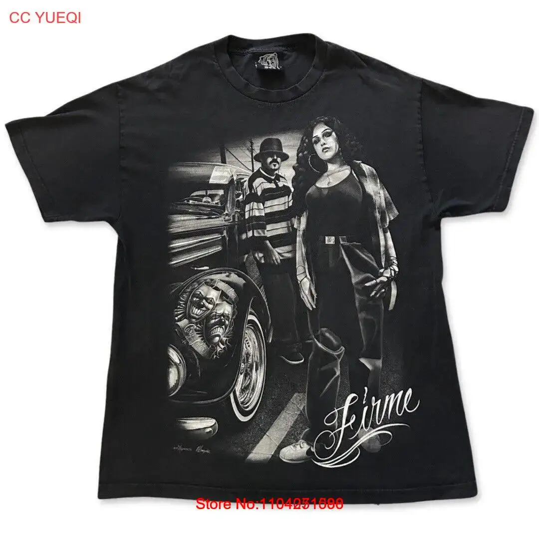 Camisa preta DGA David Gonzales Lowrider Chicano Y2K, masculina tamanho XL