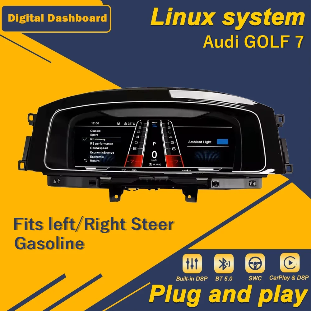 

Автомобильная 12,3-дюймовая цифровая приборная панель, цифровая виртуальная приборная панель, подходит для Golf 7 2014-2021