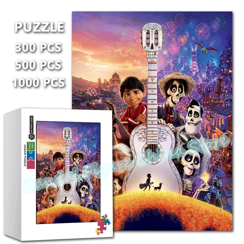 

Coco Disney Movies Jigsaw Puzzles 300/500/1000 Pieces Cartoon Anime Puzzle for Children Educational Toys Parlor Decoration Gifts