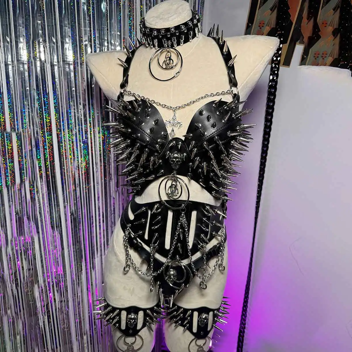 

Spike Studded Rivet Y2K Halter Camisole TOPS Punk Rock Chain Cyber Fashion Revival Harajuku Emo Gothic Goth Cummerbunds Grunge