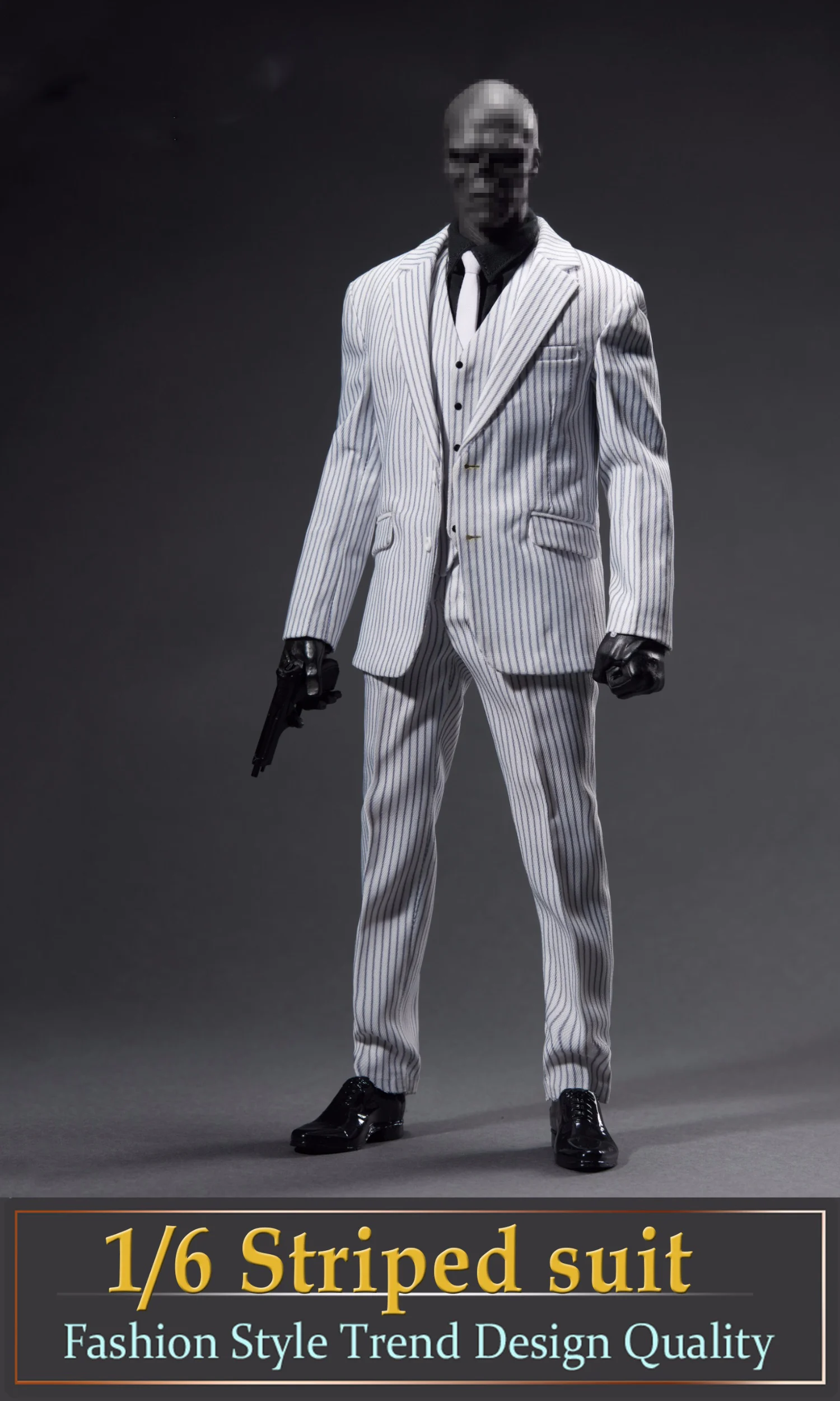 1/6 Scale Action Figure Doll Clothes Accessories Black & white Striped Suit Outfit For 12