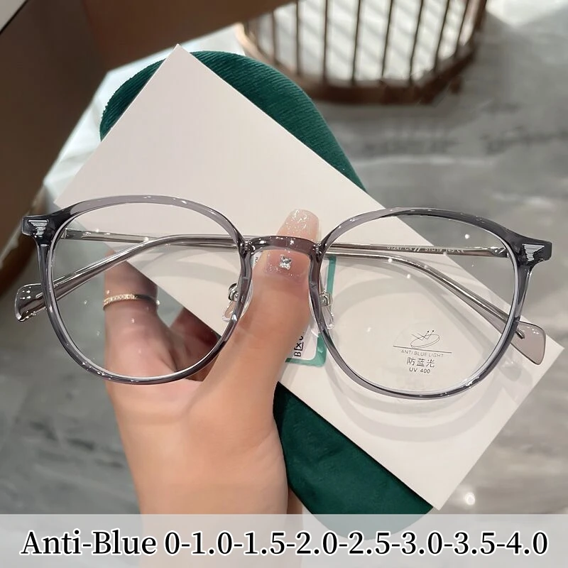 

Fashion Men Women Ultra Light Myopia Eyeglasses Vintage Round Frame Near Sight Glasses Anti-Blue Light Glasses Diopter 0 To -4.0