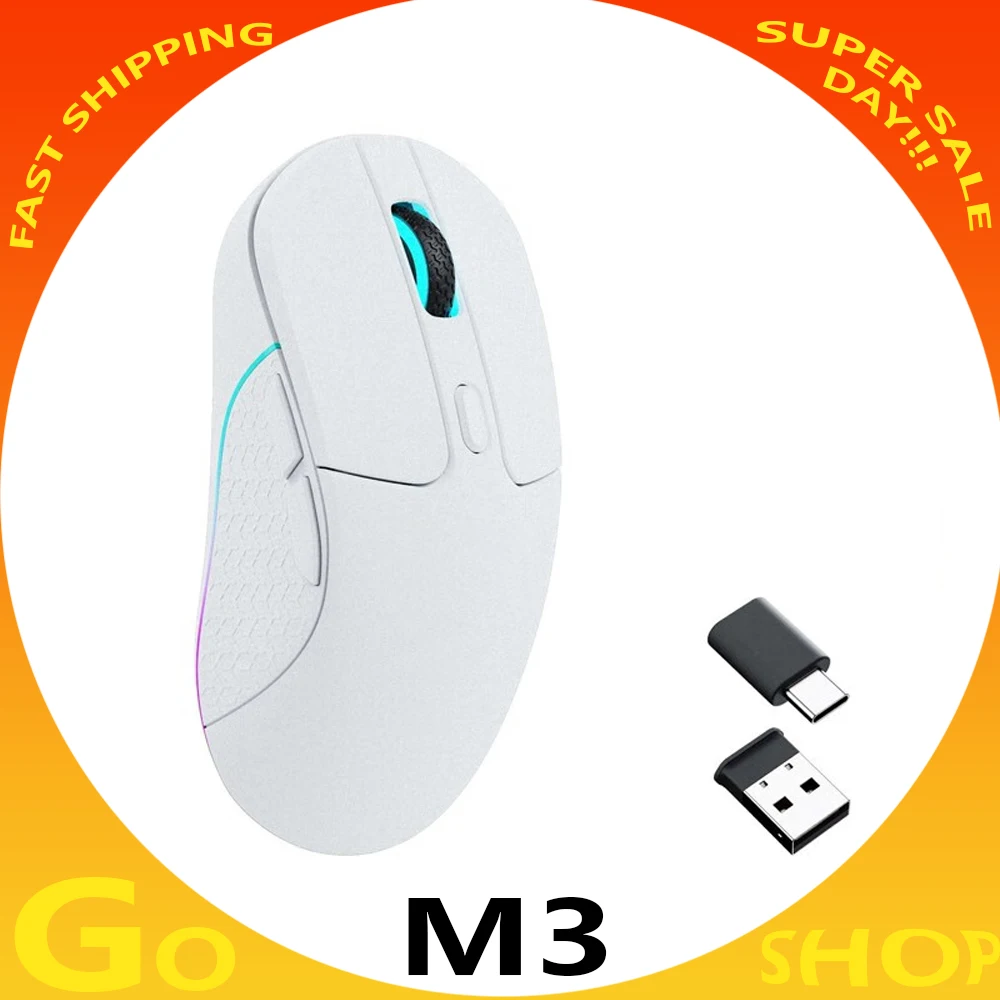 Keychron M3 Wireless Mouse Three Mode Paw3395 Sensor RGB Lightweight Gaming Mouse E-SportsLow Latency Office Pc Gamer Man Gifts