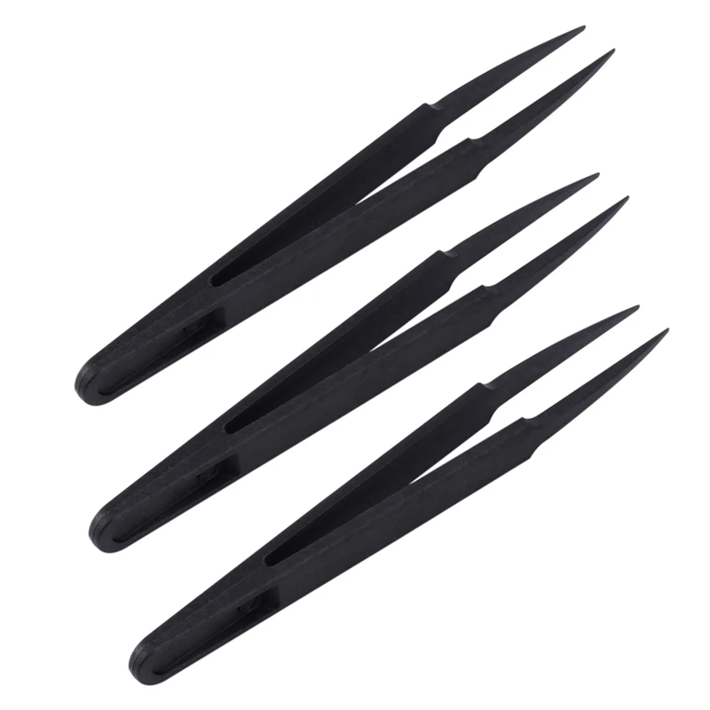 

18 Pcs Black Plastic Electronic Pointy Tip Anti-Static Tweezers