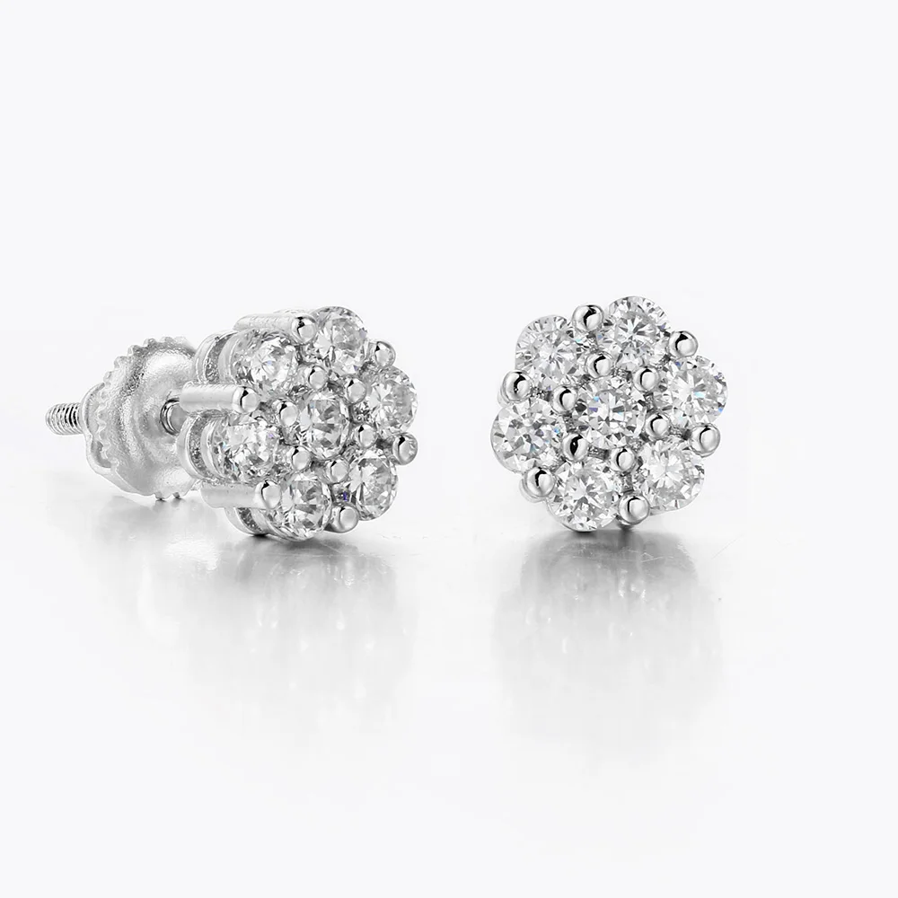 Hippie Iced Out Zirconia Earrings Gold Color Hip Hop Screw Ear Stud For Women Men Punk Hip Hop Jewelry Gifts Wholesale OHE175
