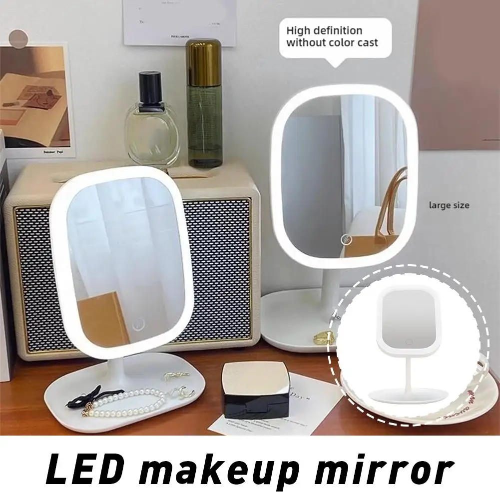 LED Makeup Mirror Tri Colored Light Desktop Fill Light Small Mirror With Lights For Student Dormitory Home Dresser Makeup M P2S6