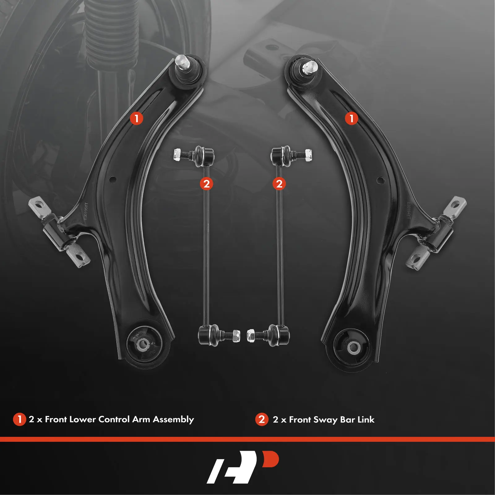A-Premium 4x Front Lower Control Arm with Ball Joint & Sway Bars for Nissan Rogue 2008-2013 Rogue Select 2014-2015