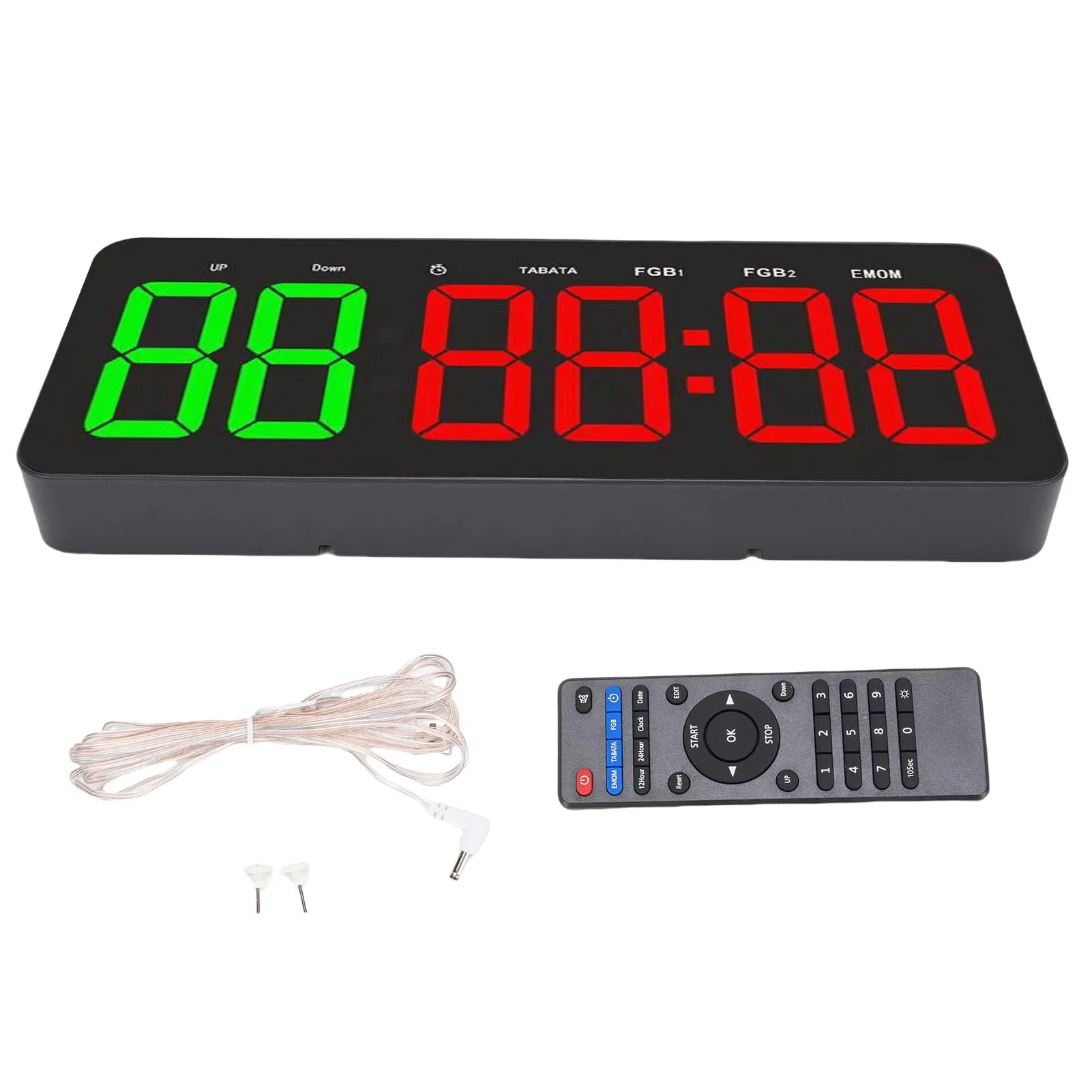 12.4 Inch Gym Timer Countdown Count Up Interval Fitness Timer with Remote Control for Sports Training