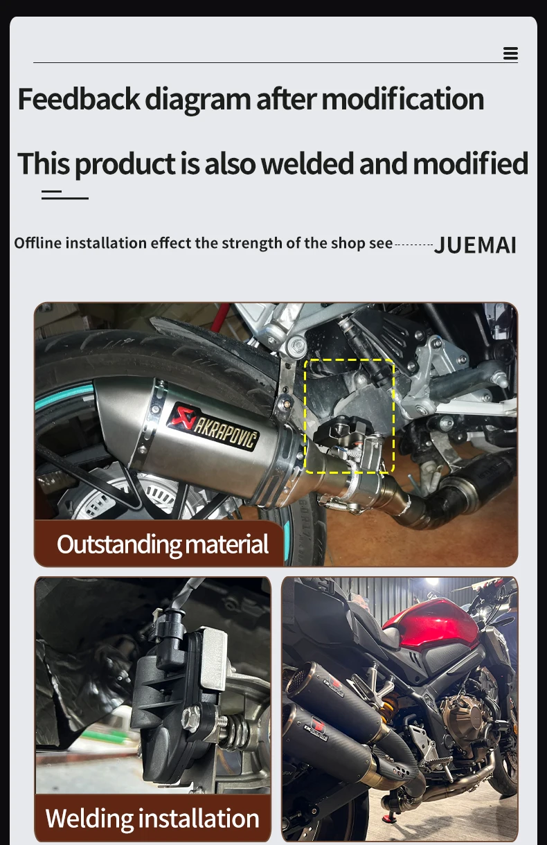 Auspuff Motorrad Auspuffrohr System Lokomotive Sound Modifizierte Edelstahl Ventil Elektronische Schalter Taste Steuerung 51/60/63mm Durchmesser – Detail 7