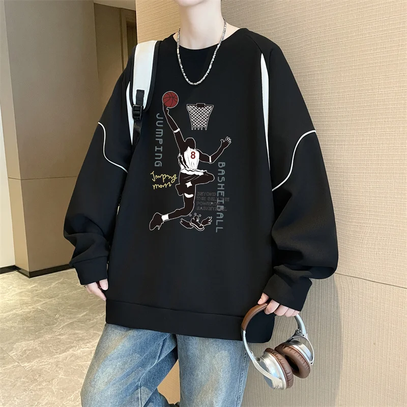 

Стильный свитшот для подростков, весна-осень, с длинным рукавом, базовый слой, повседневный, из полиэстера, с круглым вырезом, без капюшона