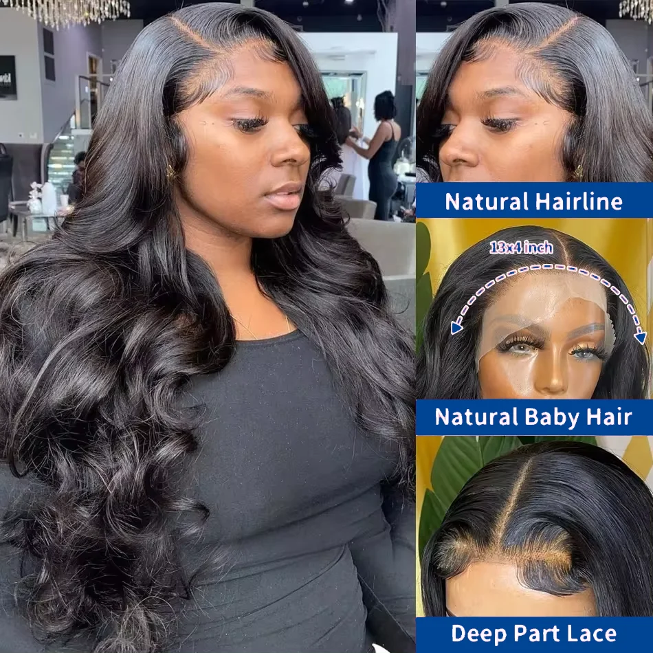 Body Wave Glueless Wigs Human Hair Ready To Wear Pre Cut 13x4 Lace Front Human Hair Wig 34 36 Inch Wear And Go Glueless Wigs