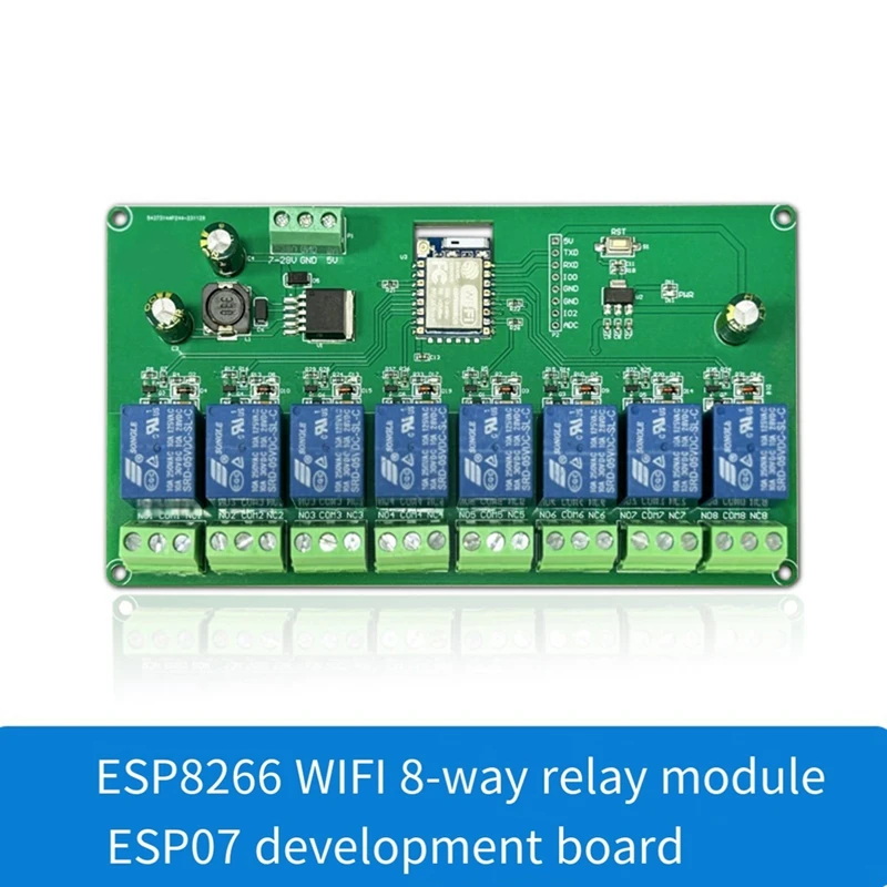 Relay Module ESP-07 8 Way WIFI Module 5V/7-28V Power Supply ESP8266 Development Board Secondary Development Module