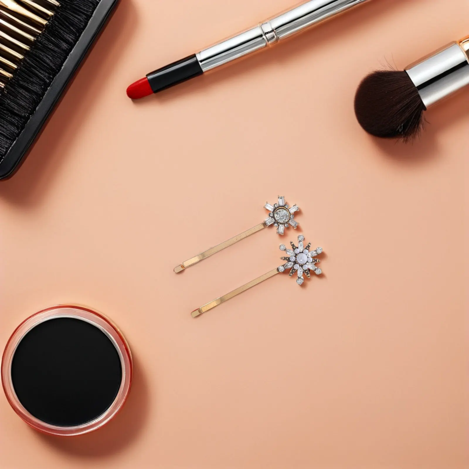 4Pcs Handmade Metal Hair Barrettes for Women Vintage Rhinestone Pearl Decorative French Clips Bangs Hair Ornaments Styling