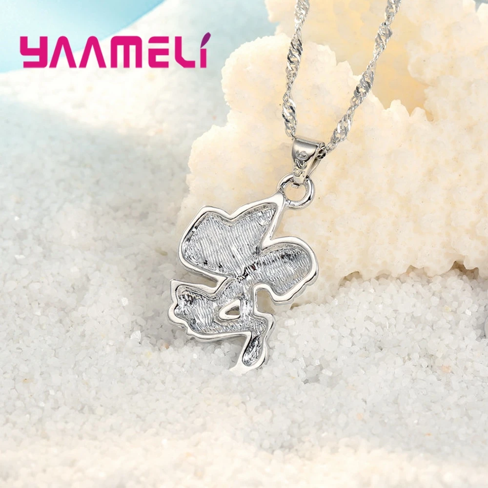 925 Sterling Silver Necklace+Earrings Jewelry Set Mysterious Romantic Style Fairy Modeling For Little Girl Present