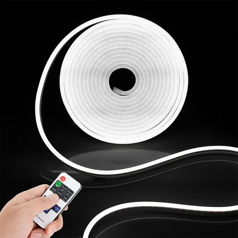 DC12V/24V EU Plug Neon LED Strip With Remote Control Dimmable ON/OFF 1M 2M 3M 5M 10M IP65 Waterproof Neon Rope Lamp Tube