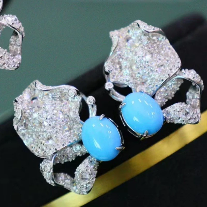 KQDANCE Luxury 925 Sterling Silver Blue Turquoise Butterfly Earrings For Women Fine Jewelry