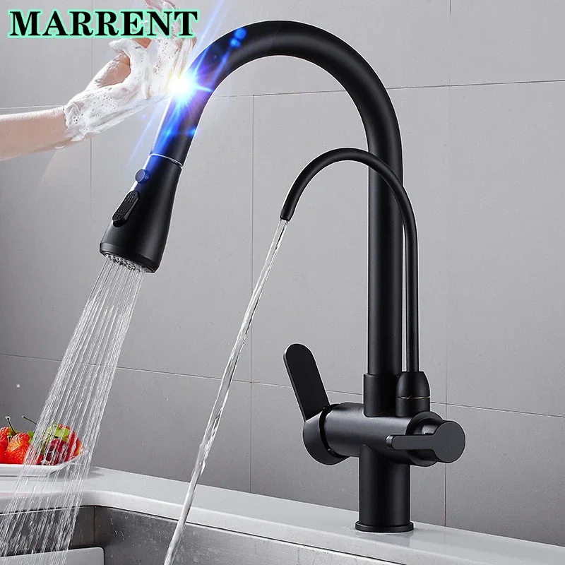 

Touch Kitchen Faucets of Pull Out Filter Kitchen Mixer Faucets Dual Handle Hot Cold Kitchen Mixer Tap Smart Touch Filter Faucet