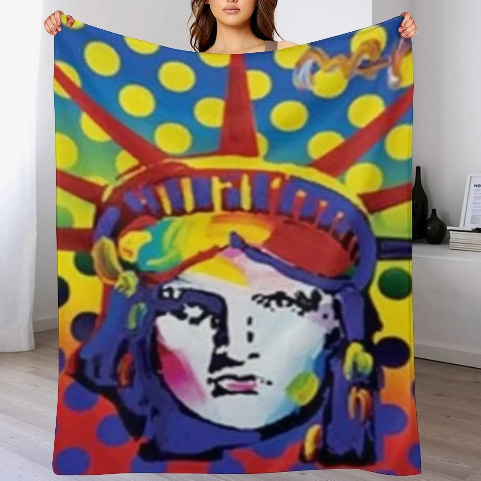 Peter Max Lady Liberty Throw Blanket Long Lasting Soft Plush Blanket for Daily Use