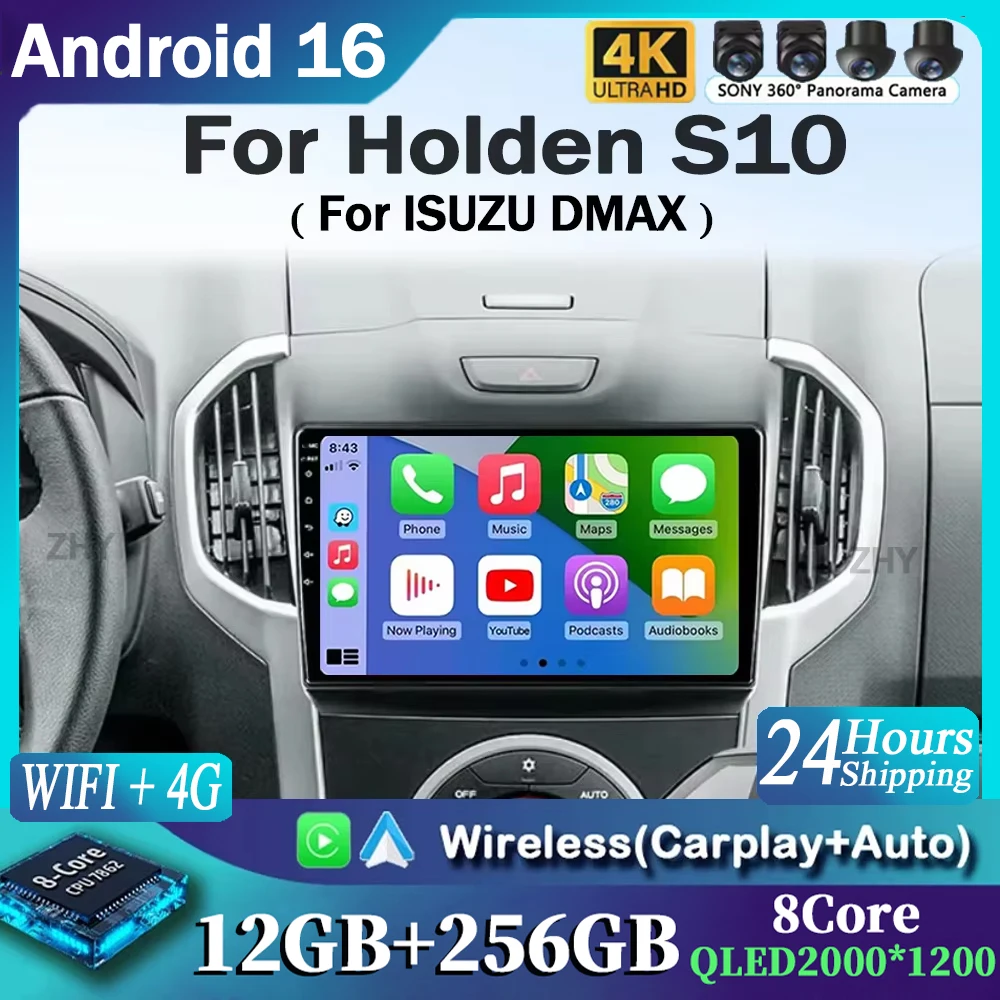Lecteur multimédia Android 16 Car Carplay pour Chevrolet Holden S10 TRAILBLAZER COLORADO ISUZU DMAX, radio GPS, audio, stéréo, BT, Navi