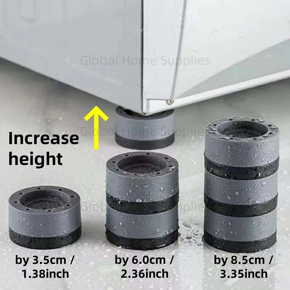 

4Pcs Universal Anti Vibration Pads Washing Machine Rubber Feet Mat Anti-vibration Pad Noise-reducing Furniture Lifting Foot Base