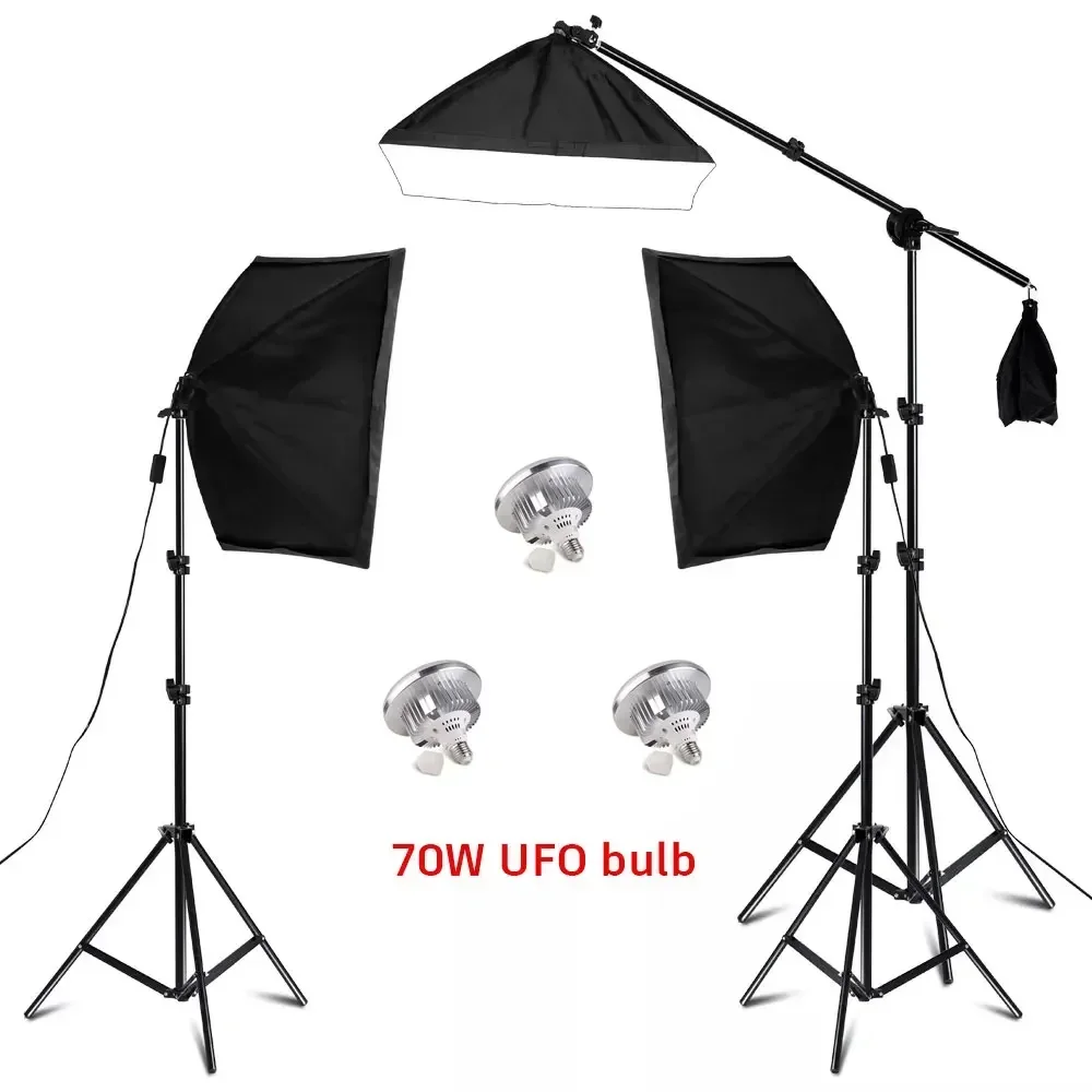 Kits de iluminación SH para fotografía, sistema de luz profesional Softbox de 50x70CM con bombillas fotográficas E27, equipo de estudio fotográfico