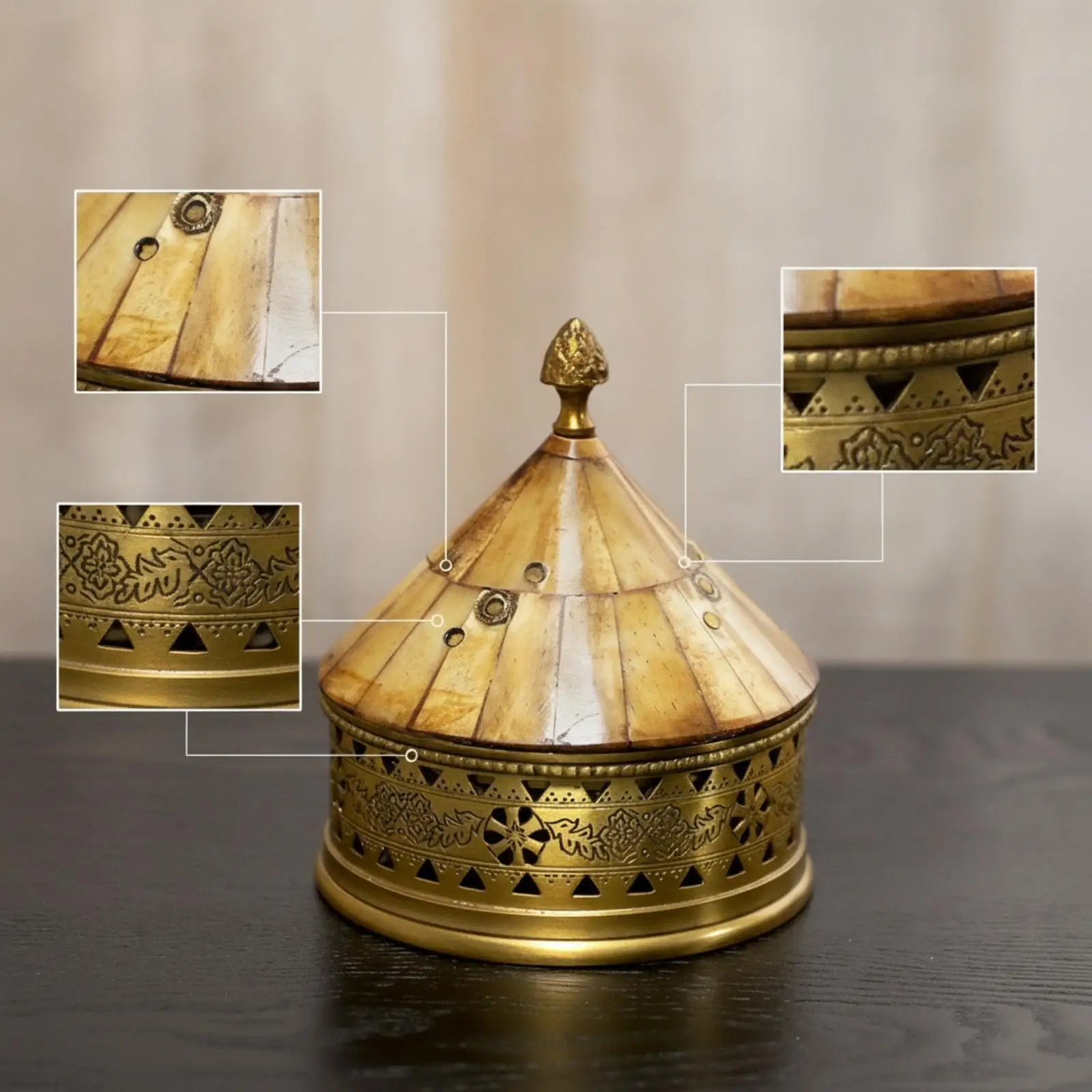 Decorative Jewelry Storage Box Elegant Brass and Bone Jewelry Box Ornate Organizer for Dressing Table, Living Room, Hotel