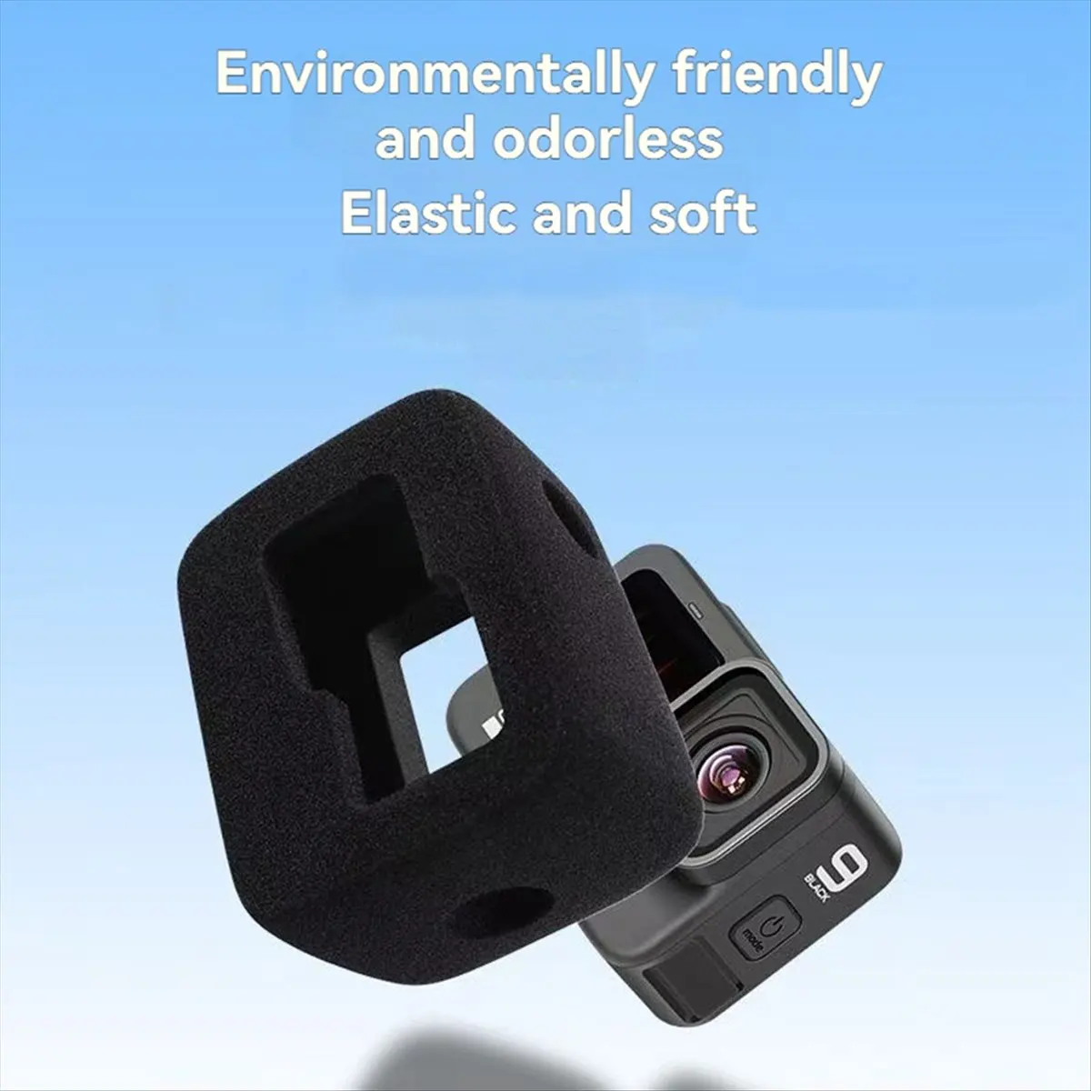 Delighted- Windslayer لـ Gopro12/11/10/9 غطاء رغوي للزجاج الأمامي الأسود غطاء مقاوم للرياح لملحقات Go Pro