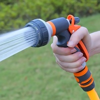 High-Pressure Adjustable Spray Nozzle Garden Hose Gun - Lightweight Durable Plastic with Ergonomic Orange & Black Grip