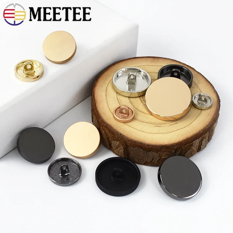 10Pcs Meetee 10-28mm Metal Snap Buttons Clothing Decorative Button Shank Round Flat Clasp Jacket Coat Jeans DIY Sewing Accessory